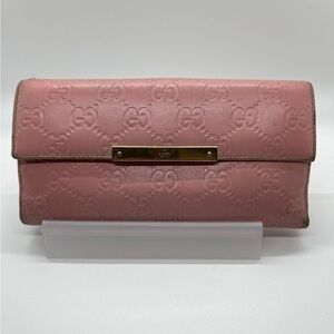 Gucci Pink Logo Embossed Wallet
